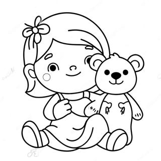 Pagina Para Colorear De La Linda Agnes Con Oso De Peluche 64461-53290