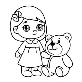 Pagina Para Colorear De La Linda Agnes Con Oso De Peluche 64461-53291