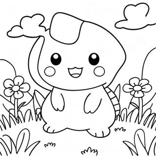 Pagina Para Colorear De Un Lindos Togepi En Un Campo De Flores 64491-53312