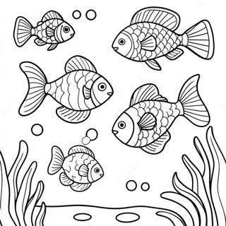 Pagina Para Colorear De Escena De Estanque Con Peces Coloridos 6454-5252