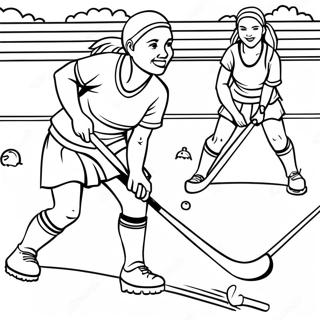 Pagina Para Colorear De Un Emocionante Partido De Hockey Sobre Cesped 64781-53558