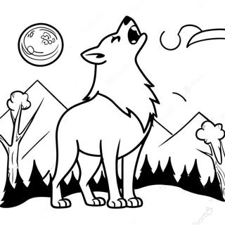 Pagina Para Colorear Lobo Majestuoso Aullando A La Luna 64821-53587