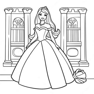 Pagina Para Colorear De La Elegante Princesa Barbie En Un Castillo 65021-53749