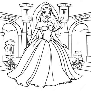 Pagina Para Colorear De La Elegante Princesa Barbie En Un Castillo 65021-53750