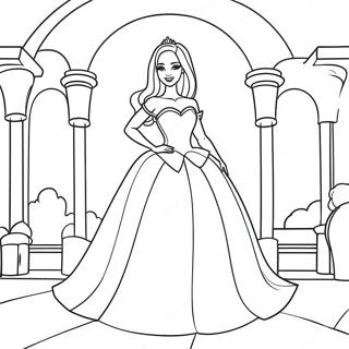 Pagina Para Colorear De La Elegante Princesa Barbie En Un Castillo 65021-53751