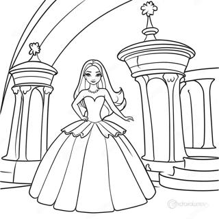 Pagina Para Colorear De La Elegante Princesa Barbie En Un Castillo 65021-53752