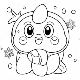 Pagina Para Colorear De Ice Kirby Lindo Con Copos De Nieve 65141-53841