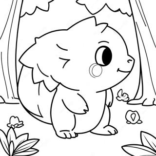 Pagina Para Colorear De Un Lindo Cyndaquil En Un Bosque 65501-54122