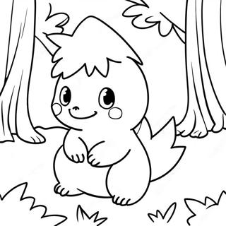 Pagina Para Colorear De Un Lindo Cyndaquil En Un Bosque 65501-54123