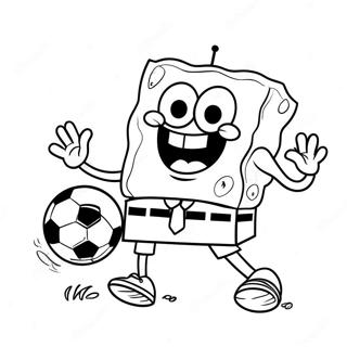 Bob Esponja Jugando Fútbol Páginas Para Colorear