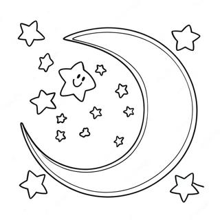 Pagina Para Colorear De Estrellas Brillantes Y Luna Creciente 65731-54307