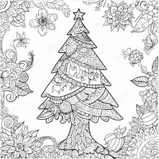 Pagina Para Colorear De Arbol De Navidad Zentangle Intrincado 65741-54302