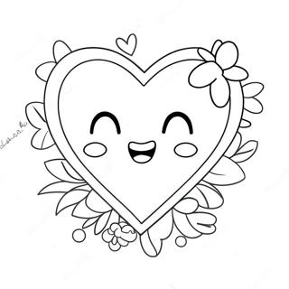 Pagina Para Colorear De Corazon De San Valentin Kawaii 65750-54344