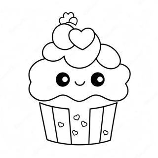 Pagina Para Colorear De Lindo Cupcake Kawaii Con Corazones 65751-54322