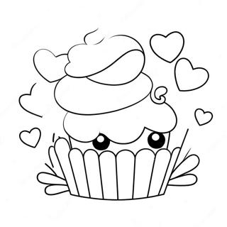 Pagina Para Colorear De Lindo Cupcake Kawaii Con Corazones 65751-54323