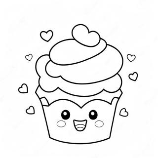 Pagina Para Colorear De Lindo Cupcake Kawaii Con Corazones 65751-54324