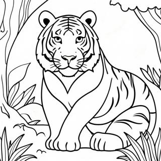 Pagina Para Colorear De Tigre De Bengala Majestuoso En La Jungla 65791-54349