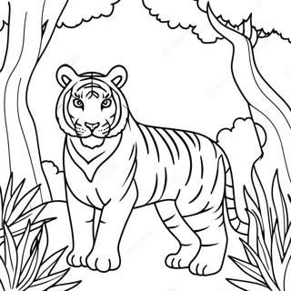 Pagina Para Colorear De Tigre De Bengala Majestuoso En La Jungla 65791-54352