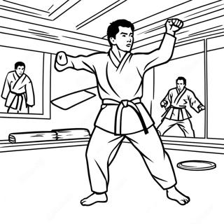 Pagina Para Colorear De Una Accion Dinamica De Patadas De Taekwondo 65981-54498