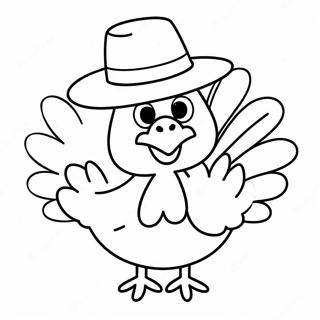 Pagina Para Colorear De Un Pavo Divertido Con Un Sombrero 66041-54549