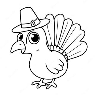 Pagina Para Colorear De Un Pavo Divertido Con Un Sombrero 66041-54550