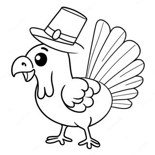 Pagina Para Colorear De Un Pavo Divertido Con Un Sombrero 66041-54551