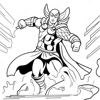 Pagina Para Colorear De Thor En Una Batalla Epica 66061-54555