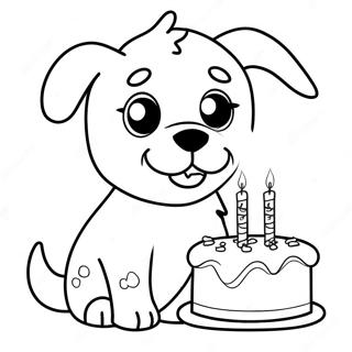 Pagina Para Colorear De Un Perrito Feliz En Su Cumpleanos 66120-54610