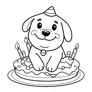 Pagina Para Colorear De Un Perrito Feliz En Su Cumpleanos 66120-54612