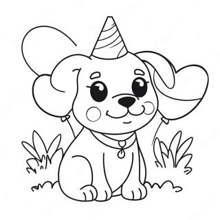 Pagina Para Colorear De Un Lindo Perrito De Cumpleanos Con Globos 66121-54614