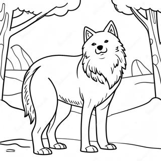 Pagina Para Colorear De Lobo Artico Majestuoso En Paisaje Nevado 66401-54833