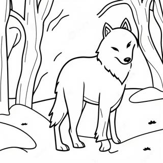 Pagina Para Colorear De Lobo Artico Majestuoso En Paisaje Nevado 66401-54834