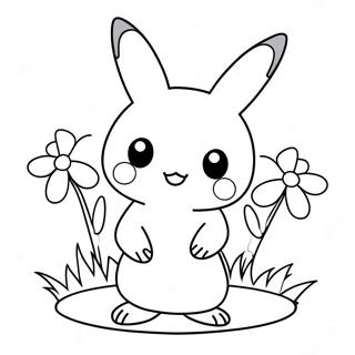 Pagina Para Colorear De Mimikyu Linda Con Flores 66581-54981