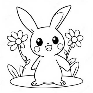 Pagina Para Colorear De Mimikyu Linda Con Flores 66581-54983