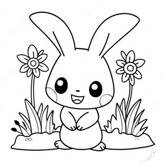 Pagina Para Colorear De Mimikyu Linda Con Flores 66581-54984