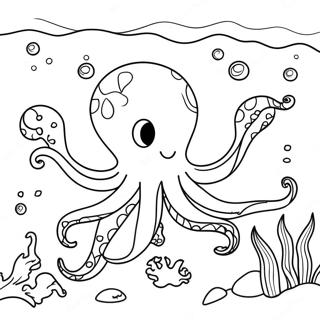 Pagina Para Colorear De Un Pulpo Colorido En Una Escena Submarina 66591-54989