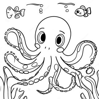 Pagina Para Colorear De Un Pulpo Colorido En Una Escena Submarina 66591-54991