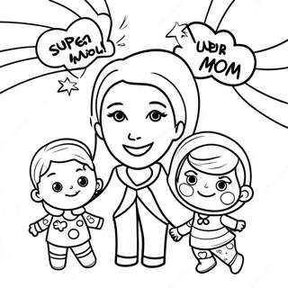 Pagina Para Colorear De Super Mama Con Ninos 66631-55028