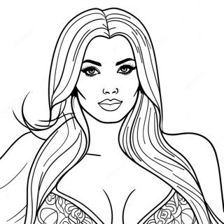 Pagina Para Colorear De Kim Kardashian En Atuendo Glamuroso 66901-55241