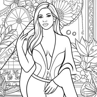 Pagina Para Colorear De Kim Kardashian En Atuendo Glamuroso 66901-55243