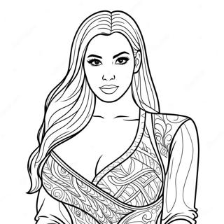 Pagina Para Colorear De Kim Kardashian En Atuendo Glamuroso 66901-55244