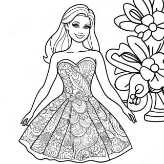 Pagina Para Colorear De Chelsea Barbie En Un Vestido Brillante 67273-55510