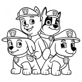 Pagina Para Colorear De Personajes De Paw Patrol Con Gorros De Santa 672-539