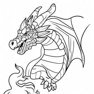 Pagina Para Colorear De Dragon Feroz Con Llamas 67353-55573