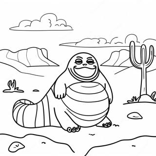 Pagina Para Colorear De Jabba El Hutt En Una Escena Del Desierto 67413-55640