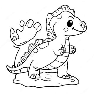 Pagina Para Colorear De Huella De Dinosaurio Colorida 67503-55686