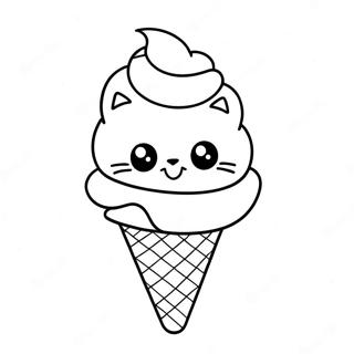 Pagina Para Colorear De Gato En Cono De Helado 67602-55772