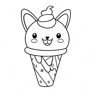 Pagina Para Colorear De Lindo Gato En Cono De Helado 67603-55778