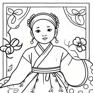 Pagina Para Colorear De Chica Coreana En Hanbok Tradicional 67762-55897