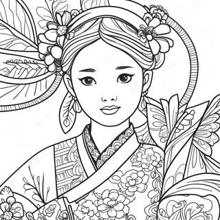 Pagina Para Colorear De Chica Coreana En Hanbok Tradicional 67762-55899